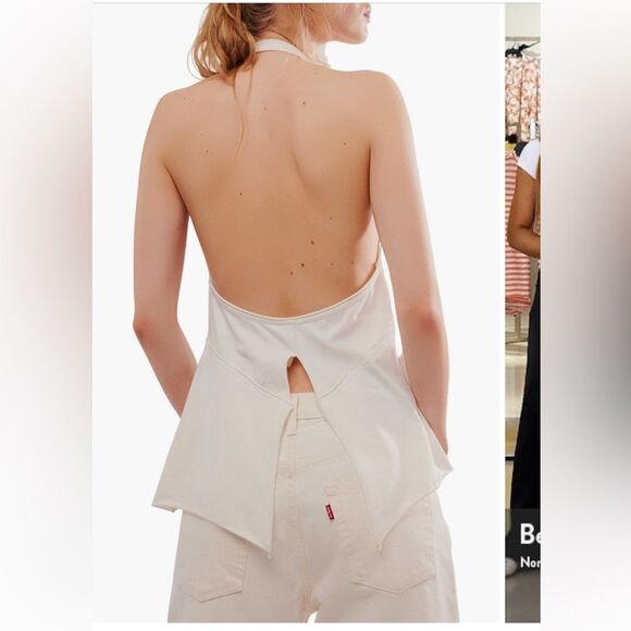 Free People Layla Halter Tunic Tank Color: Optic White Size XL - Picture 2 of 11